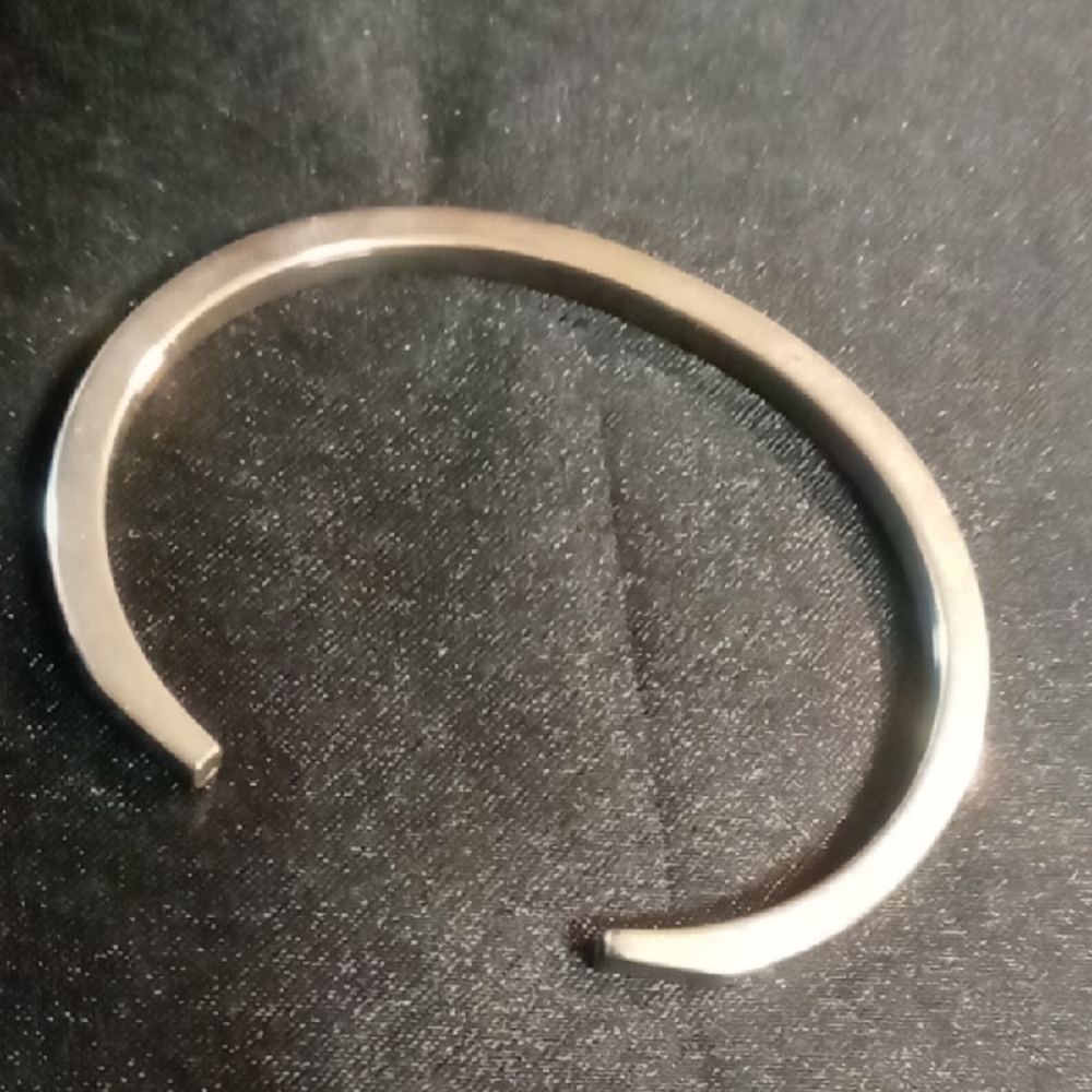 Men's Silver Stainless Open Cuff Bracelet Sz 9